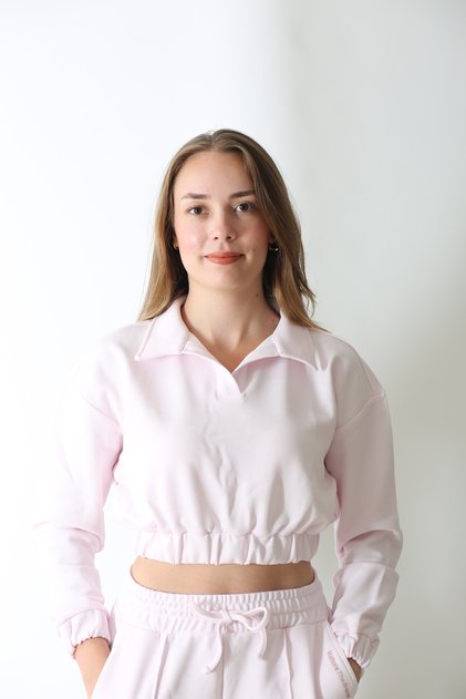 Women's Pink Oversized Sweatshirt - 70% Cotton 30% Polyester Casual Wear