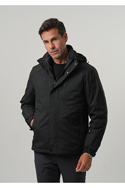 PIQUE Erkek Haki Kalın Kapüşonlu Fermuarlı Softshell Mont Bronx