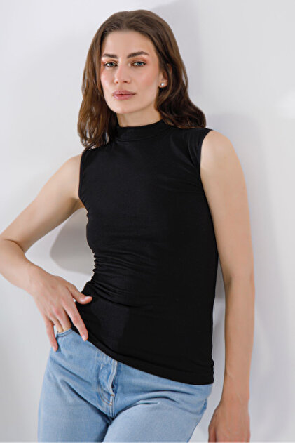Women's Zero Sleeve Fishing Collar T-Shirt with Badi̇ Lycra