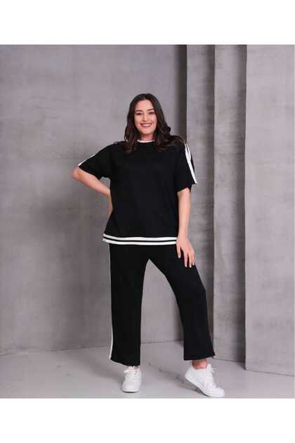Plus Size Tracksuit with Striped Edges