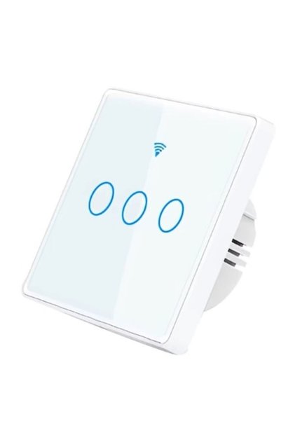 Intrerupator inteligent, 10A, 3 canale, Sticla securizata, Tuya, Compatibil Alexa/Google Assistant