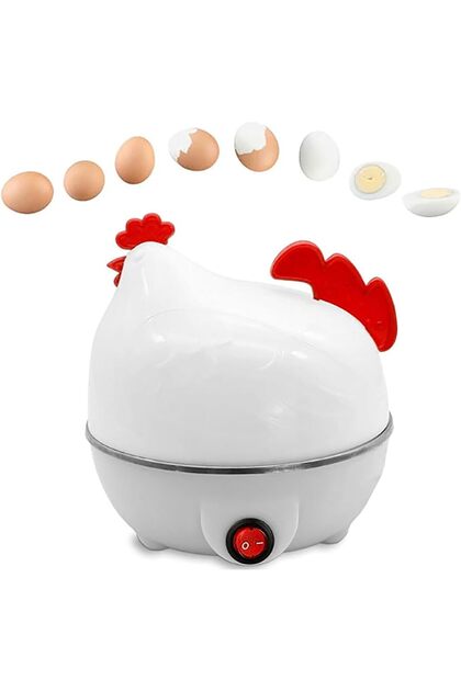 7 egg electric boilermultifunctional chicken shape fast egg boiler for hard boiling eggs, poached eg