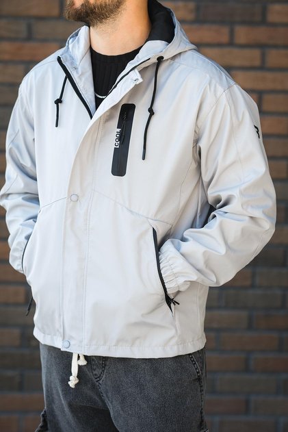 Manbarky Waterproof Zipper Detailed Lined Men's Hooded Seasonal Coat Raincoat