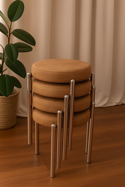 Bera Metal Wipable Tailored Fabric Stool (4 Pieces-Assembled Shipping)