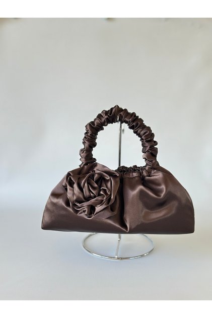 Brown Satin Portfolio Evening Dress Handbag