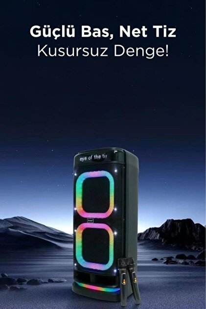 Torima BTS-2121 Siyah Çift Mikrofonlu RGB Ledli Taşınabilir