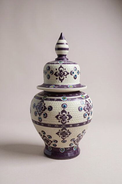 木下湧仁　POP!! Chic トレカ　49枚 STORESZA El Yapımı Çark İşi 25Cm Mor Beyaz Şah Küp Çini Vazo