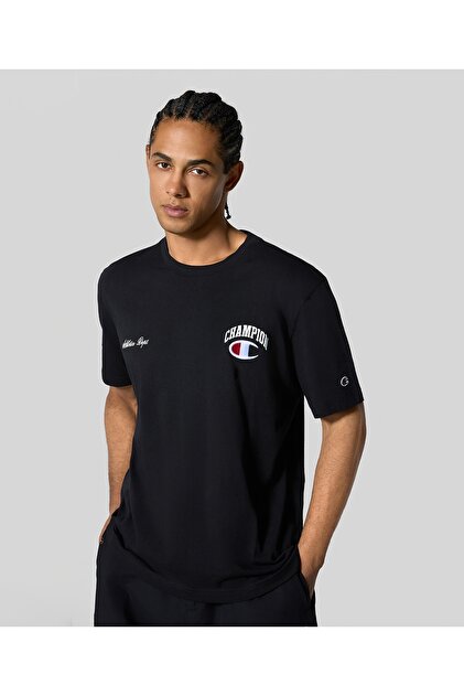 Champion Street Varsity Crewneck T-Shirt Siyah Erkek Tişört