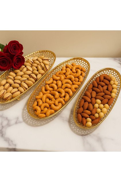 Perforated trays for serving nuts and sweets, set of 3