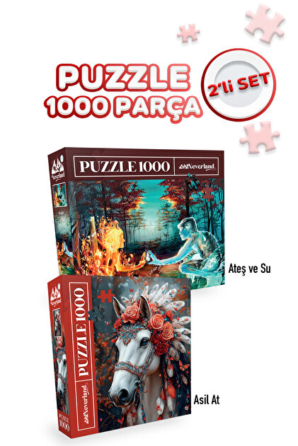 Neverland 2 ADET 1000 PARÇA PUZZLE - ASİL AT VE YAĞMURLU ŞEMSİYELİ