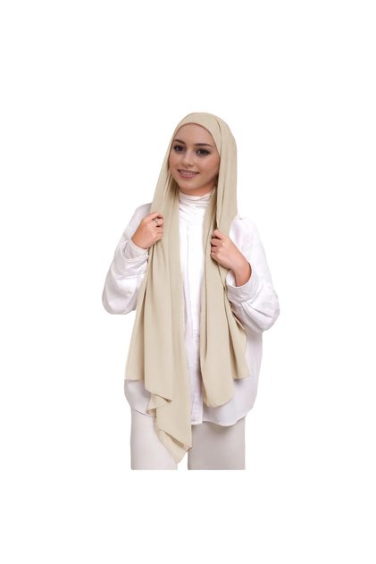 Instant Hijab for Women with Under Scarf Tube Cap Turban Wrap- Beige