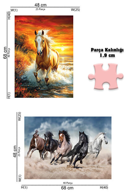 Neverland 2 ADET 1000 PARÇA PUZZLE- ÖZGÜR AT VE ATLAR - Fiyatı
