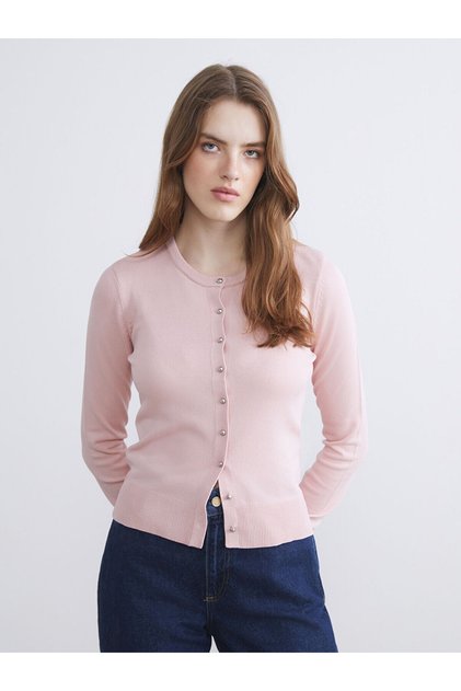 Crew Neck Women's Knitwear Cardigan