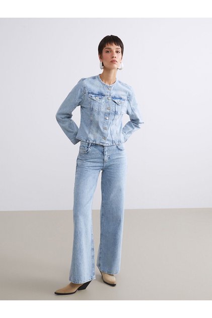 Alita City Lcw Jeans with a Difference in Color Indigo Denim Straight Baggy Fit Regular Waist Wide Leg Women's Jean Pants