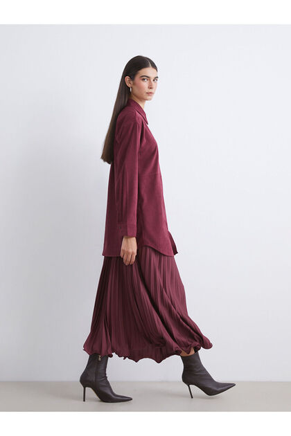 Alita City Lcw Modest Burgundy Chiffon Plain Long Women's Skirt with a Difference