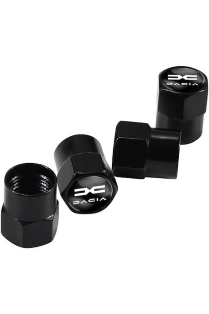 Set de 4 capace de valvă hexagonale din aluminiu pentru Dacia Duster - Negre