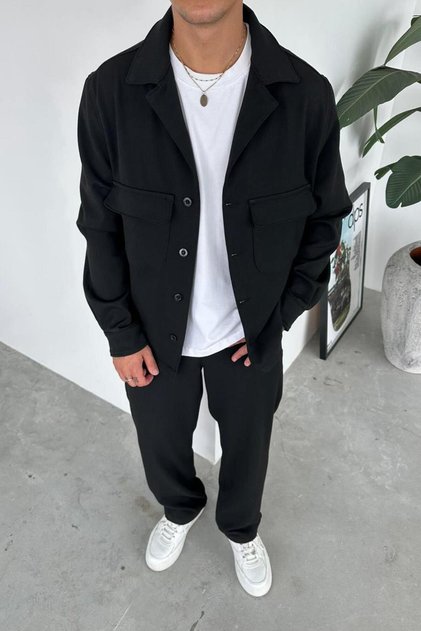 Black Slim Fit Relaxed Jacket