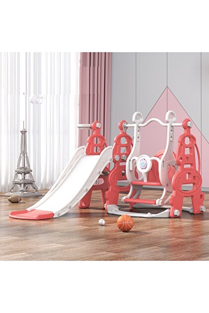 Spatiu de joaca pentru copii Tower Red interior/exterior 3in1 cu tobogan, leagan cu