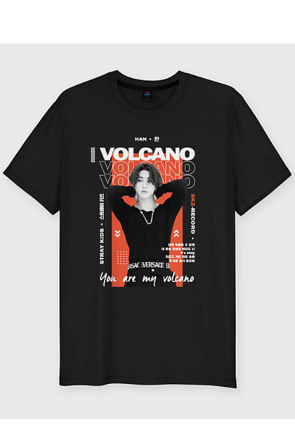 barsdepo Stray kids Han volcano Baskılı Tişört, Oversize Unisex