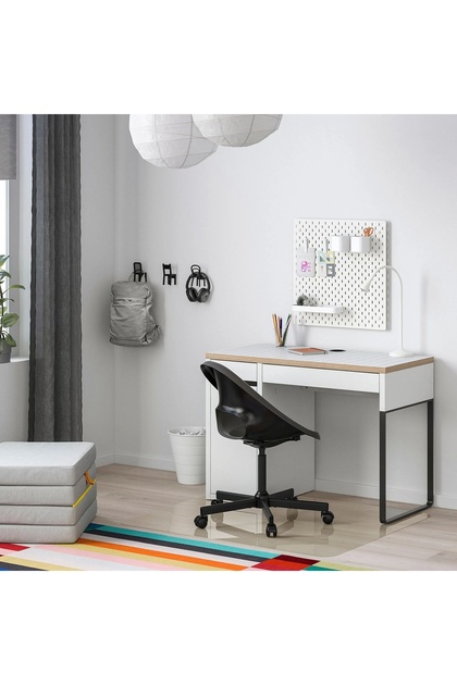 IKEA Hauga Gri Renk 100X84 cm Çalışma Masası Çekmeceli