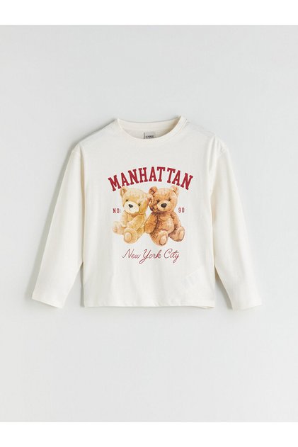 Lcw Crew Neck Long Sleeve Printed Girl's T-Shirt (W5)