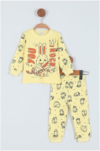 Rock You Printed Bunny Pattern Children's Pajama Set
