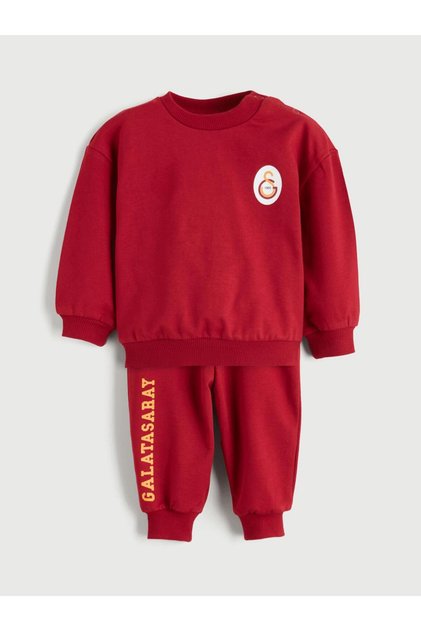 Bisiklet Yaka Galatasaray Baskılı Erkek Bebek Sweatshirt Ve Eşofman Alt 2'li Takım (W5)