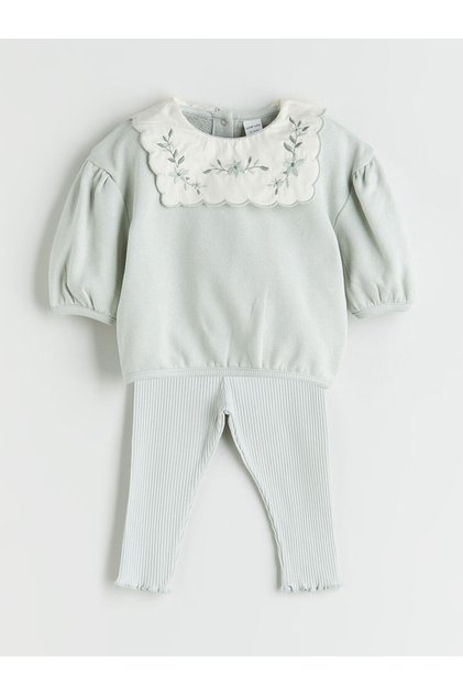 Peak New Season Baby Girl Crew Neck Sweatshirt and Leggings 2-Piece Set