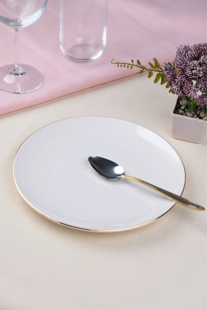 Tabak Evi Porcelain Natura Porcelain Gold Gilded Cake Plate 20.50cm Single