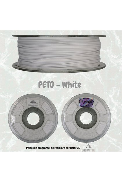 Filament 3D PETG - White / Alb 1KG