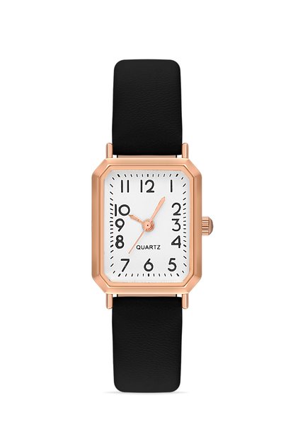 Women's Leather Minimal Black Wrist Watch Tctsr005601S0334
