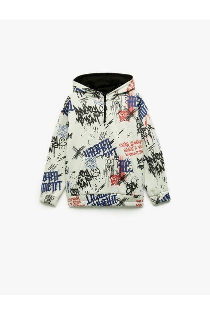 Shardonlu Long Sleeve Half Zip Hooded Oversize Sweatshirt