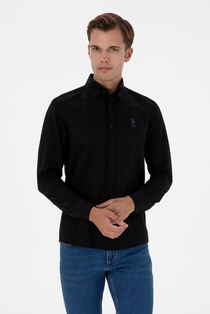 Men's Black Long Sleeve Basic Shirt 50307693-Vr046