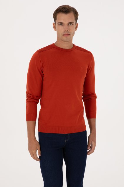 Men's Slim Fit Crew Neck Tile Basic Sweater 50307779-Vr031