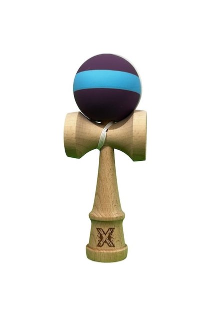Kendama X Originala, din Lemn, Bila Cauciucata, 18 cm, Joc de Indemanare