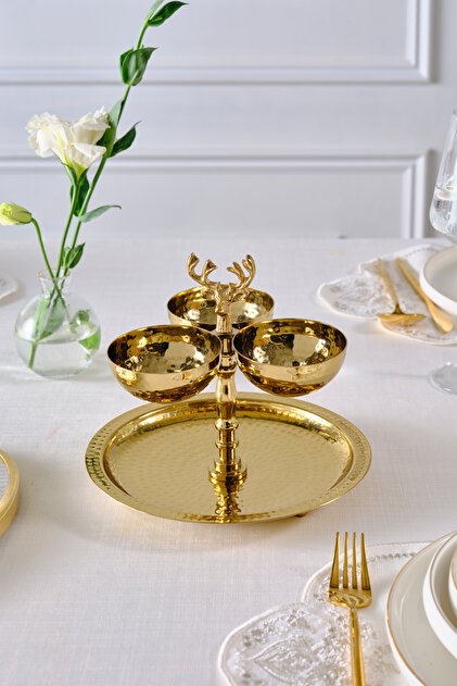 Karaca New Year Yılbaşı Loren Çerezlikli İkramlık Gold 8x21 cm