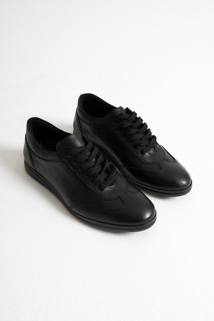 Daren Men's Black Genuine Leather Lace-Up Comfort Casual Shoes