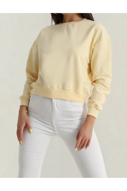 Yellow Circular Neck Two Strands Women's Sweatshirt