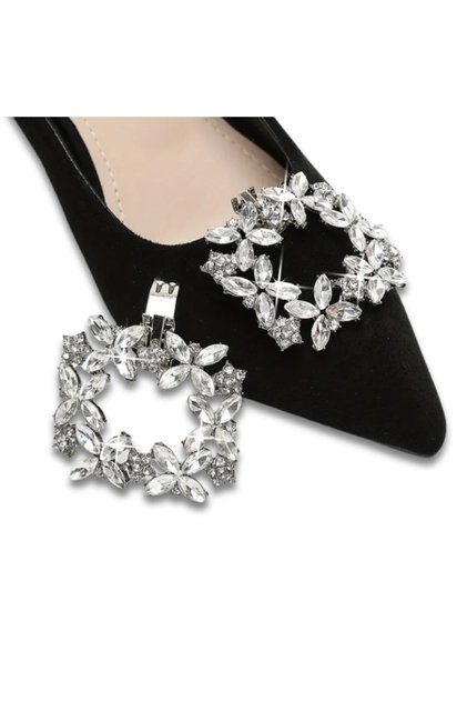 Set 2x Accesorii elegante pantofi, brose decorative cu cristale, prindere rapida cu clips