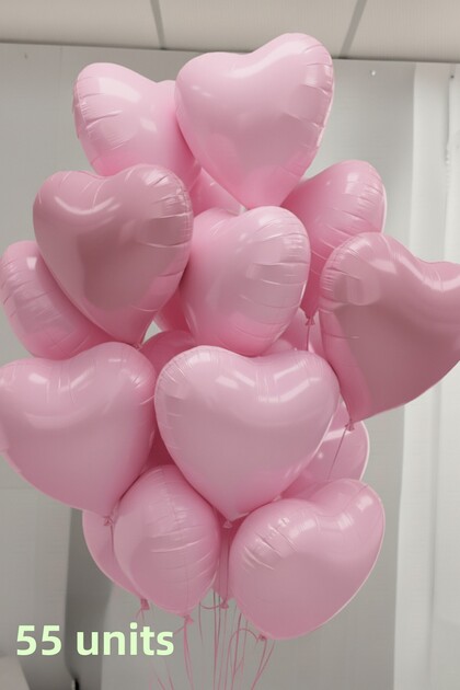 5 Pcs Pink Heart Foil Balloon Raffia and Balloon Tape Helium Lover Ornament Birthday Marriage Proposal