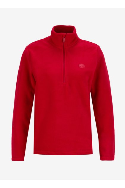 D5WL-SWT3302 Kırmızı Fermuarlı Yaka Basic Düz Kadın Polar Sweatshırt