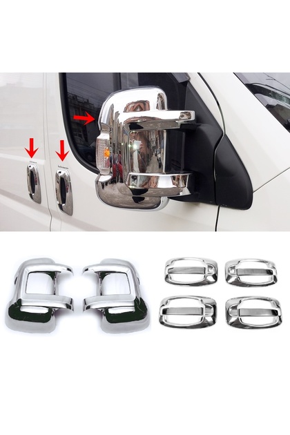 Citroen Jumper Krom Kapı Kolu 4 Kapı P.çelik Abs Plastik Krom Ayna Kapağı 2 Prç 2006-2023 Arası