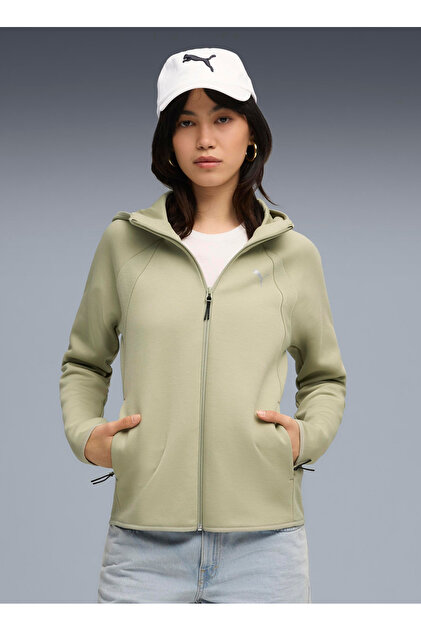 Puma 68814182 EVOSTRIPE Full-Zip Hoodie Yeşil Regular Fit Düz
