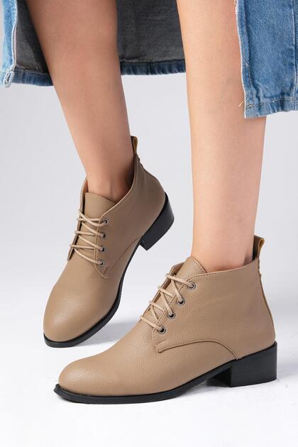 Meera Mink Color Oval Toe Women's Short Flat Ankle Boots