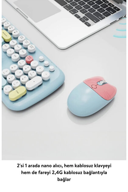 トップス Turtleneck Sage Cat & Mouse 3y Geezer Kitty Plus Kablosuz Sessiz Klavye Mouse Seti Yeşil SMK-672