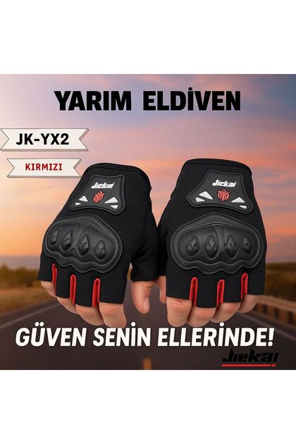 Jiekai JİEKAİ JK-YX2 YARIM ELDİVEN KORUMALI * KIRMIZI * TAM KALIP
