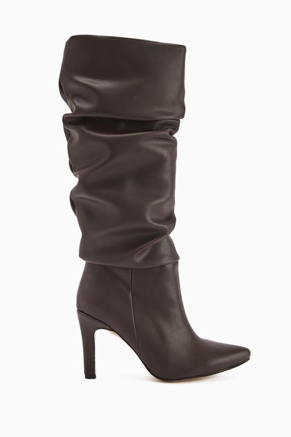 Rimaz Brown, Bitterbraune Damenstiefel mit Zwickel und langem, spitzem Absatz