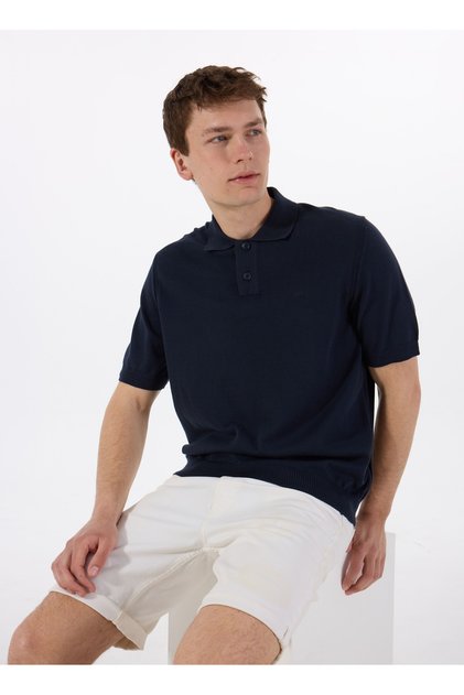Polo Yaka Regular Fit Lacivert Erkek Kazak Asac_P