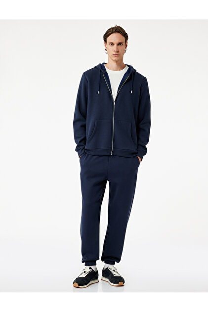 Raised Pocket Detailed Relaxed Fit Elastic Waist Jogger Sports Sweatpants