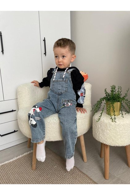 Children's Jeans Trend Salopet Loose Fit Denim 3-6 Years 2 Pieces